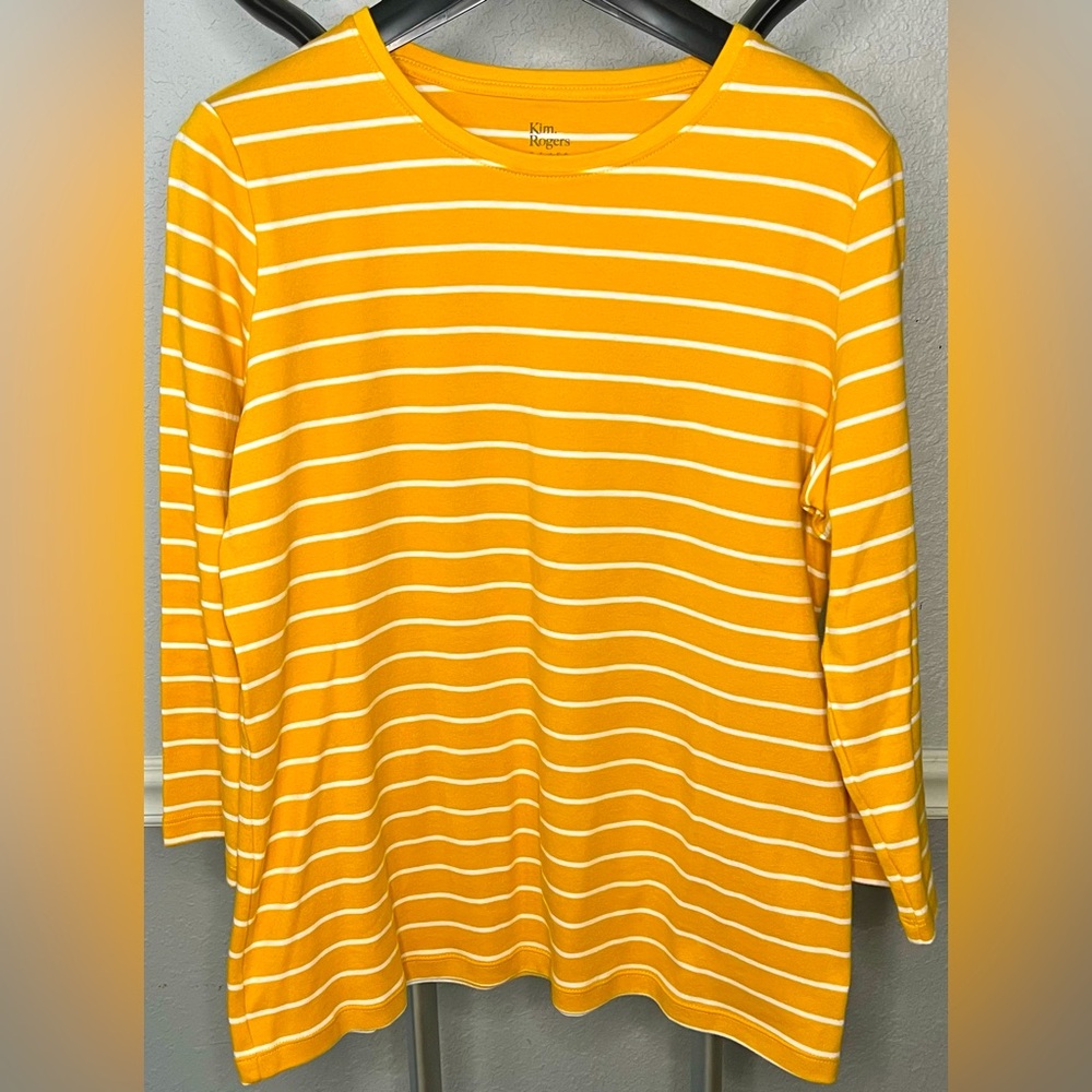 Kim Rogers Long Sleeve Perfectly Soft 100% Cotton T-shirt Women’s Size Small